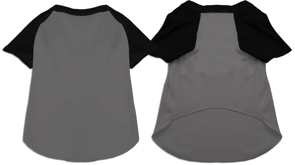 Raglan Baseball Pet Shirt Grey with Black Size 4X